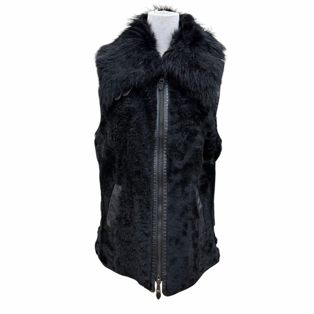 Great RALPH LAUREN Best Leather-trimmed zip-up sheepskin black Sheep leather M