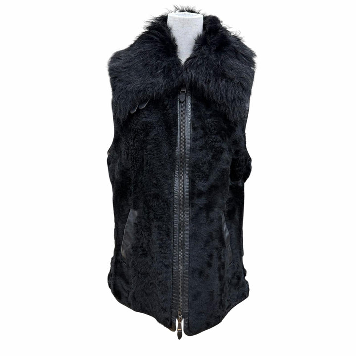 Great RALPH LAUREN Best Leather-trimmed zip-up sheepskin black Sheep leather M