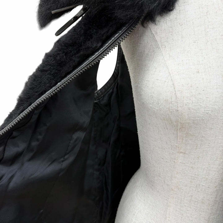 Great RALPH LAUREN Best Leather-trimmed zip-up sheepskin black Sheep leather M
