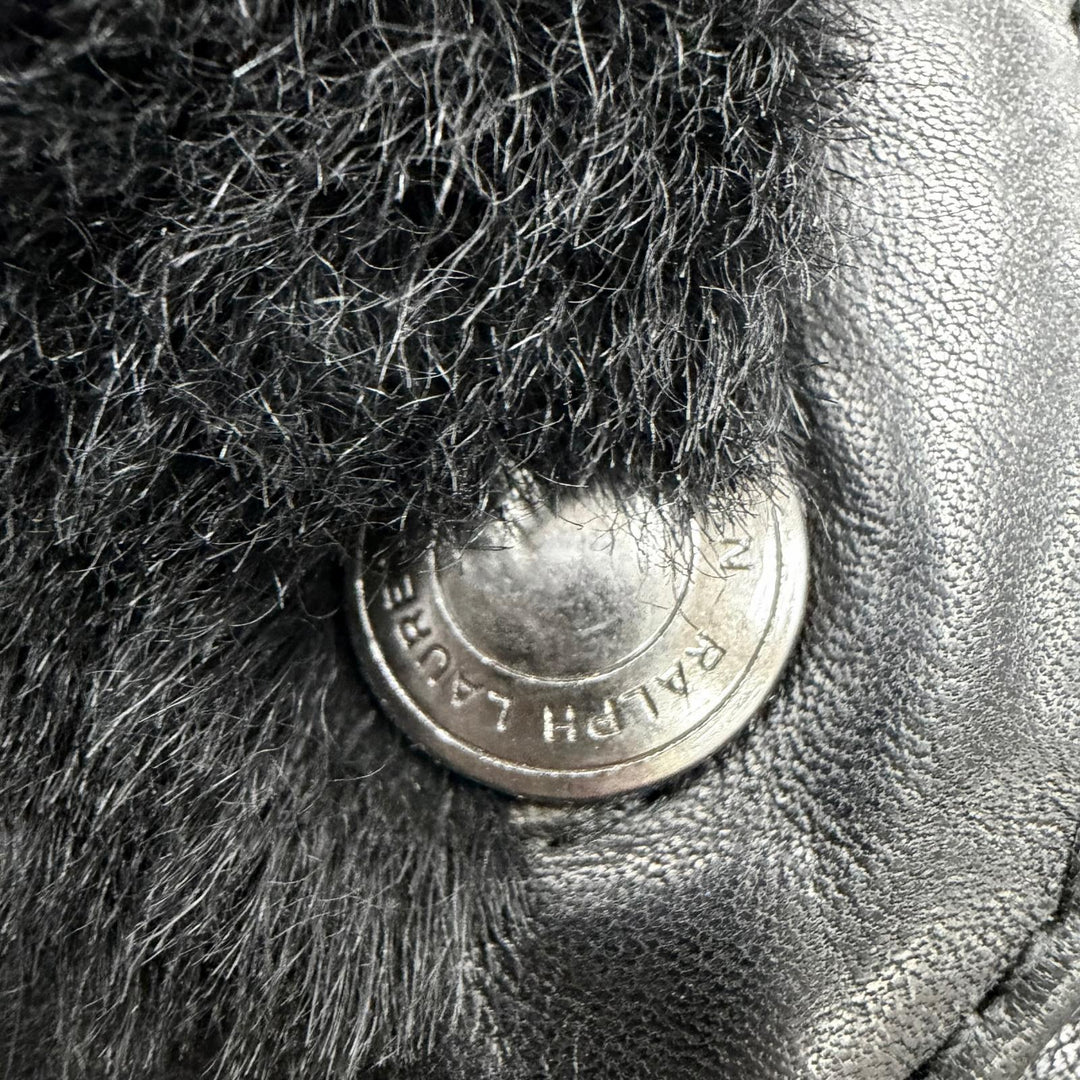 Great RALPH LAUREN Best Leather-trimmed zip-up sheepskin black Sheep leather M