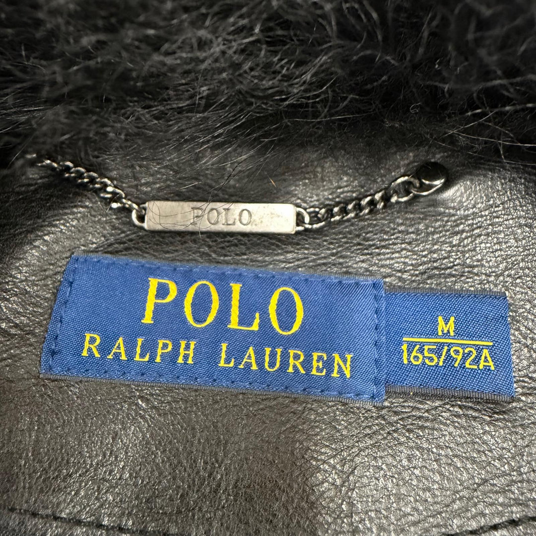 Great RALPH LAUREN Best Leather-trimmed zip-up sheepskin black Sheep leather M