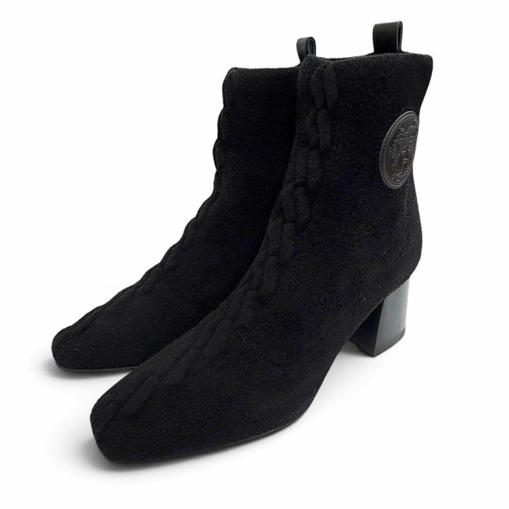 Pristine HERMES Ankle boots VOLVER Exlibris Sock Boots Knit Short Boots black 36