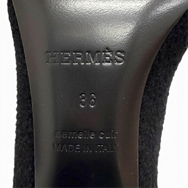Pristine HERMES Ankle boots VOLVER Exlibris Sock Boots Knit Short Boots black 36