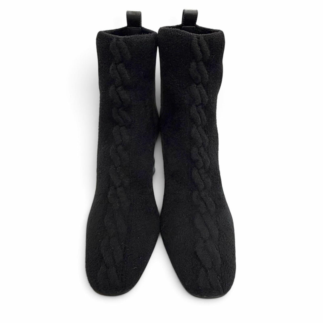 Pristine HERMES Ankle boots VOLVER Exlibris Sock Boots Knit Short Boots black 36