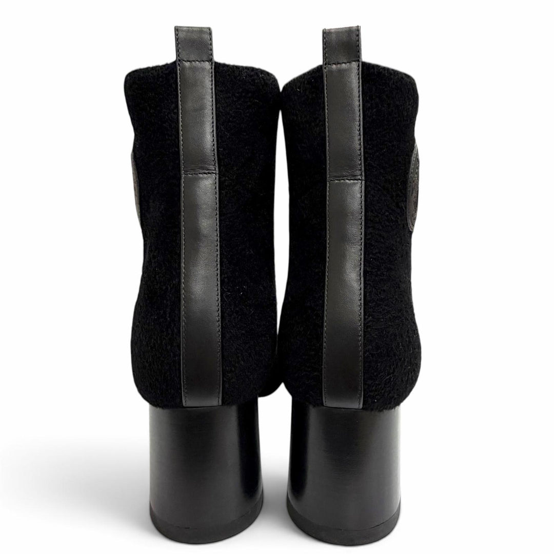 Pristine HERMES Ankle boots VOLVER Exlibris Sock Boots Knit Short Boots black 36