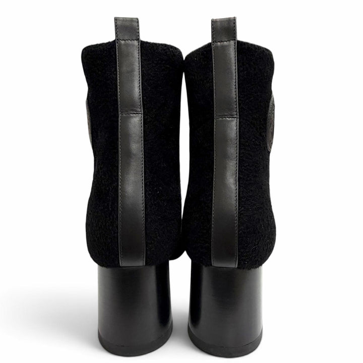 Pristine HERMES Ankle boots VOLVER Exlibris Sock Boots Knit Short Boots black 36