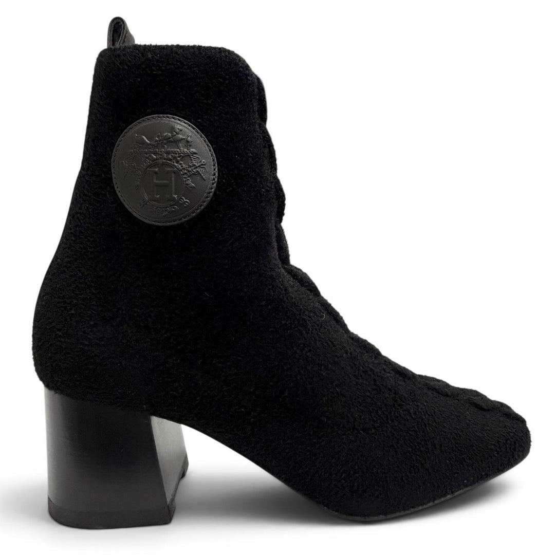 Pristine HERMES Ankle boots VOLVER Exlibris Sock Boots Knit Short Boots black 36