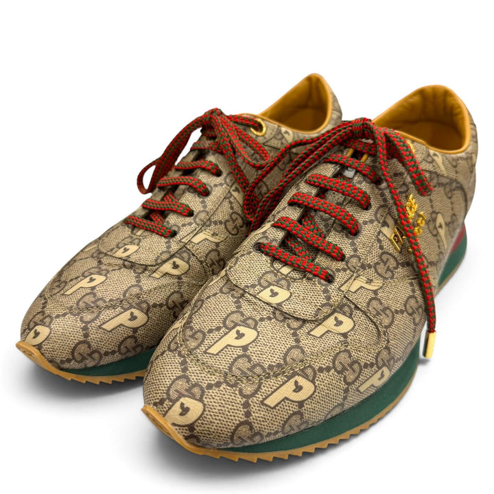 Excellent GUCCI Palace Low cut sneakers Lace up Brown GG Supreme mens 7 727939
