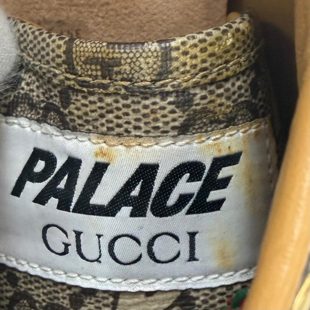 Excellent GUCCI Palace Low cut sneakers Lace up Brown GG Supreme mens 7 727939