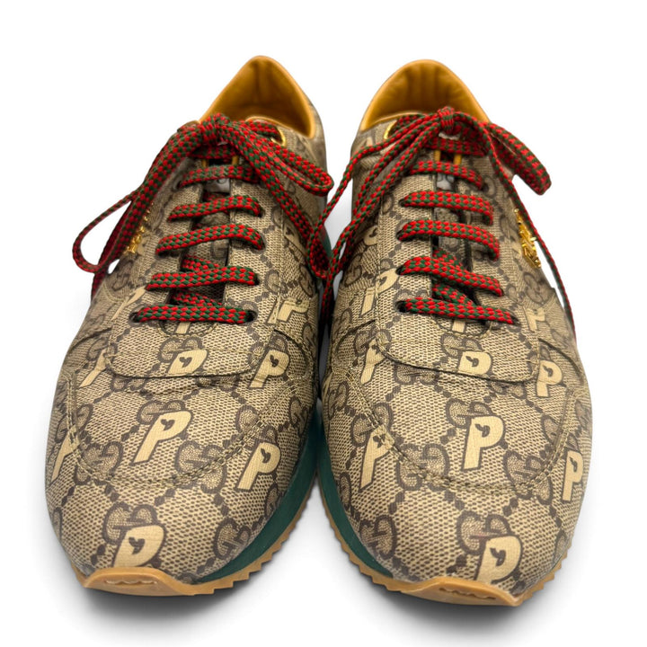 Excellent GUCCI Palace Low cut sneakers Lace up Brown GG Supreme mens 7 727939