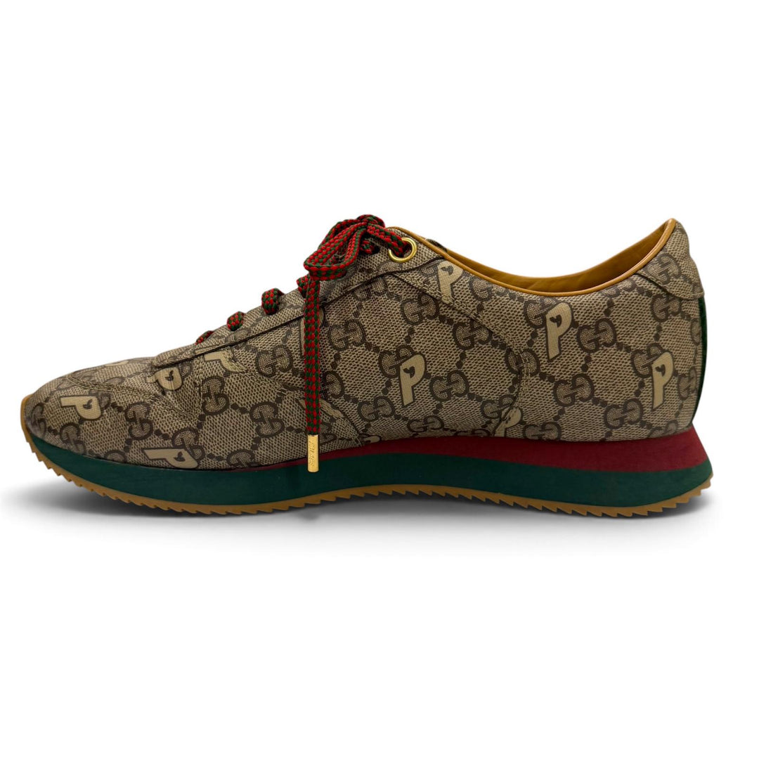 Excellent GUCCI Palace Low cut sneakers Lace up Brown GG Supreme mens 7 727939