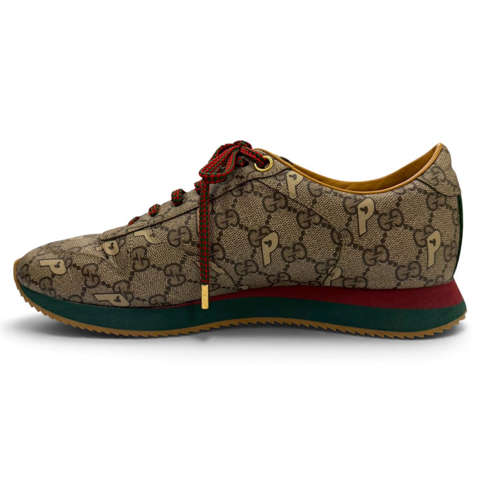 Excellent GUCCI Palace Low cut sneakers Lace up Brown GG Supreme mens 7 727939