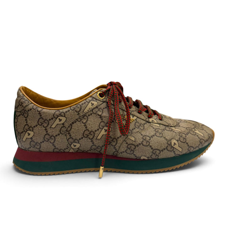 Excellent GUCCI Palace Low cut sneakers Lace up Brown GG Supreme mens 7 727939