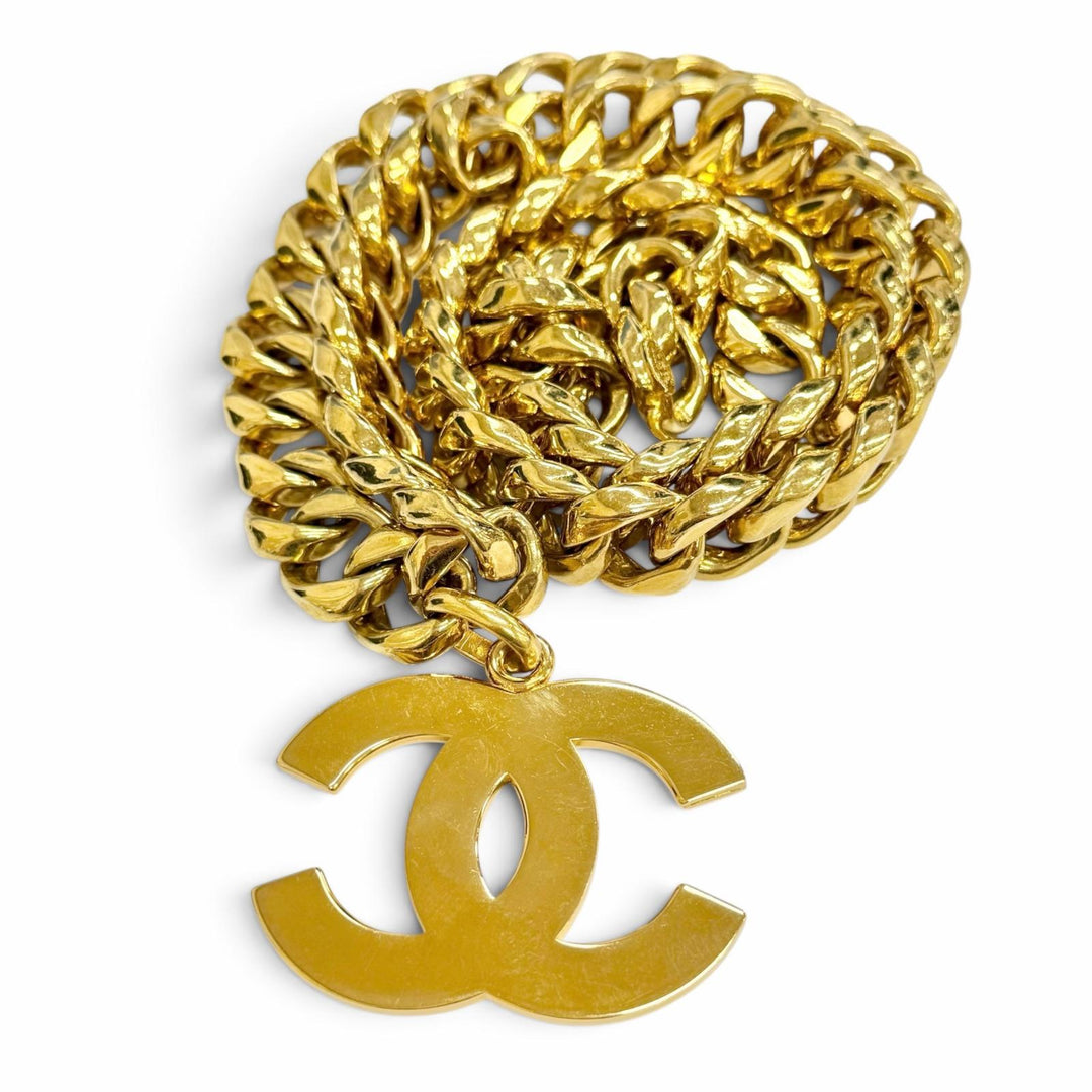 Great CHANEL belt COCO Mark Chain gold Women 93A