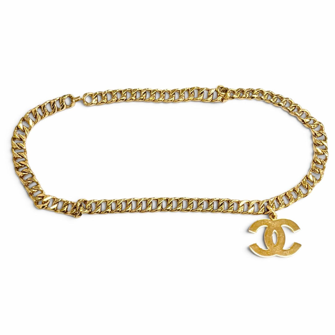 Great CHANEL belt COCO Mark Chain gold Women 93A