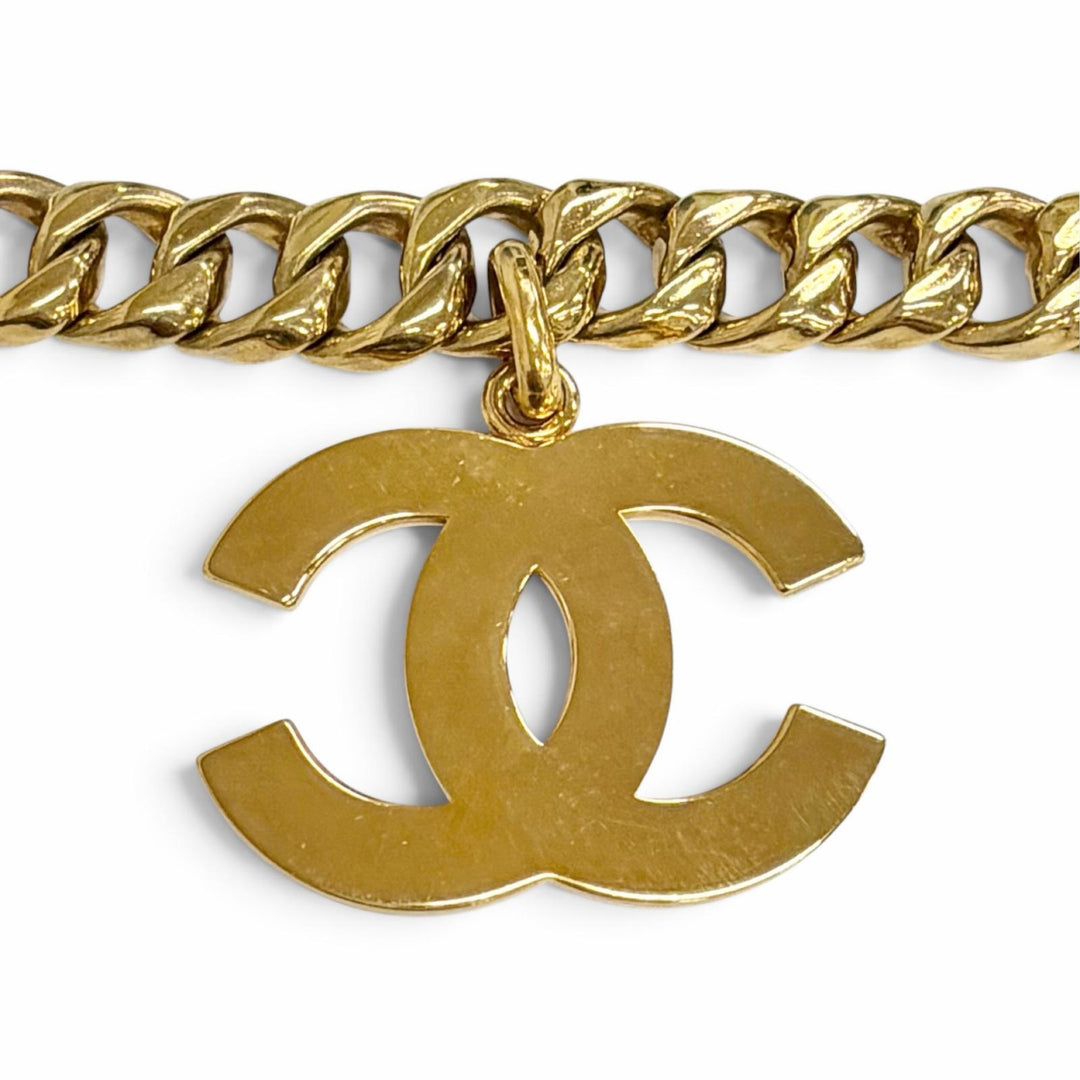 Great CHANEL belt COCO Mark Chain gold Women 93A