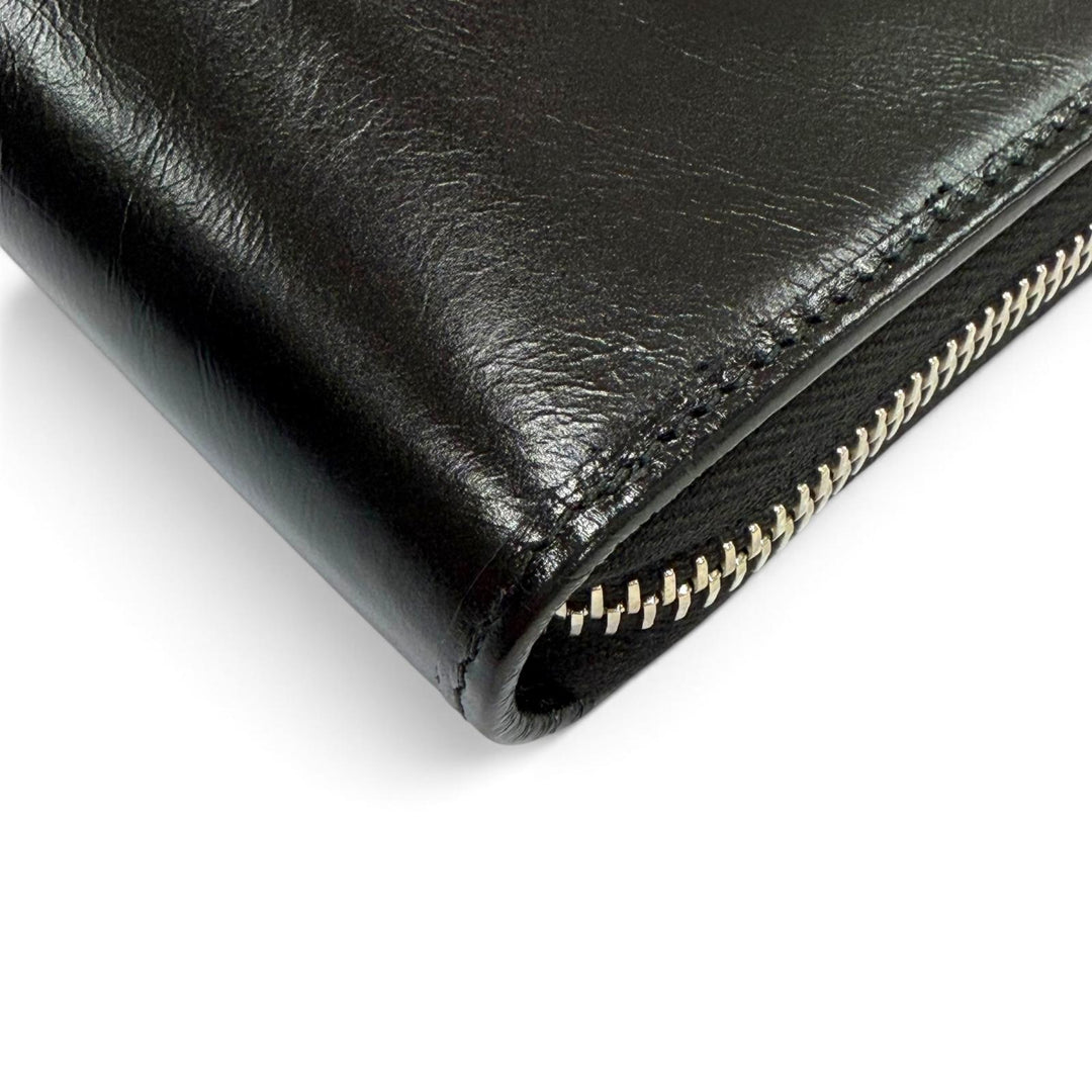 Excellent PRADA Purse Triangle Logo Zip Around Wallet Billfold 2ML059