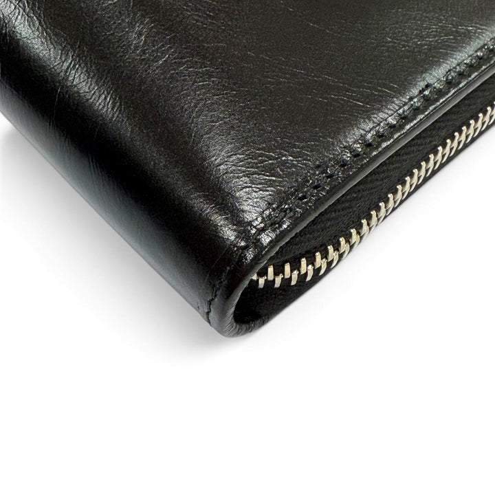 Excellent PRADA Purse Triangle Logo Zip Around Wallet Billfold 2ML059