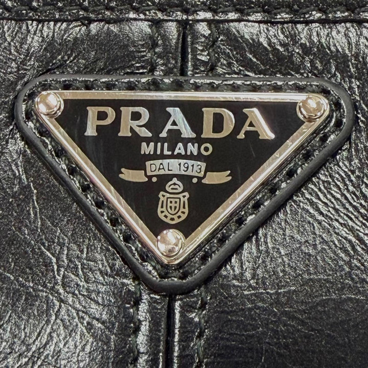Excellent PRADA Purse Triangle Logo Zip Around Wallet Billfold 2ML059