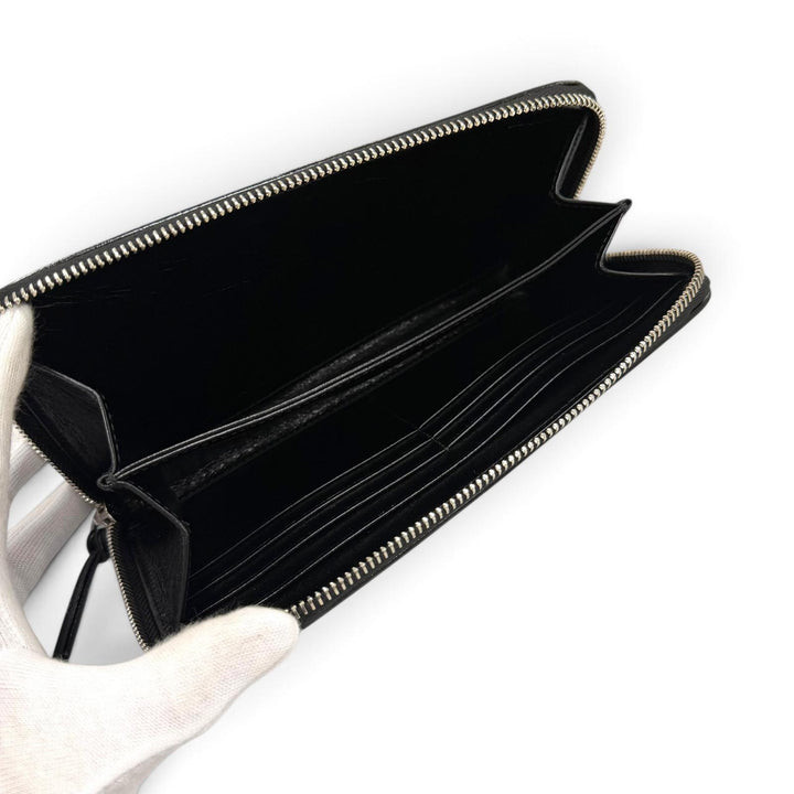 Excellent PRADA Purse Triangle Logo Zip Around Wallet Billfold 2ML059