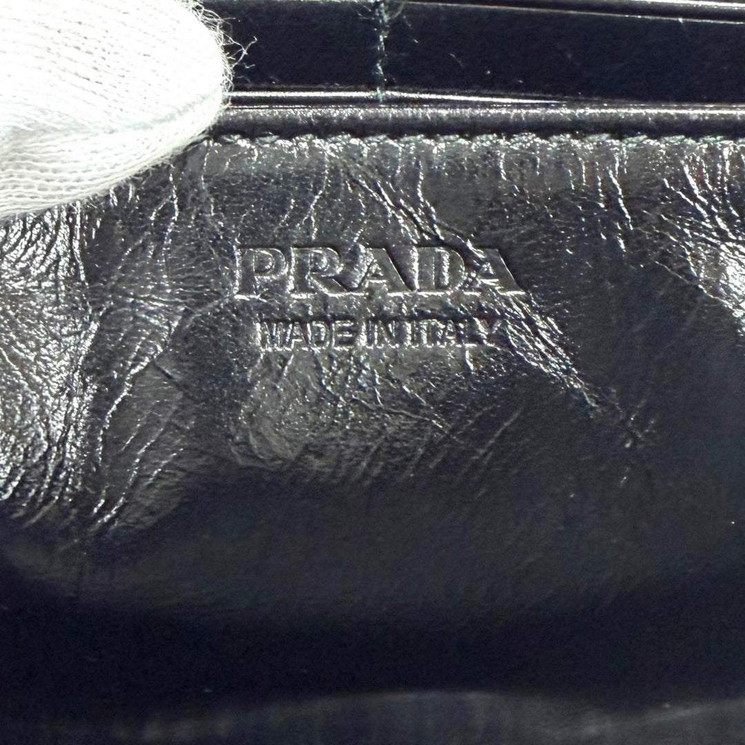 Excellent PRADA Purse Triangle Logo Zip Around Wallet Billfold 2ML059