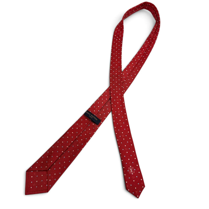Excellent LOUIS VUITTON tie Monogram Dot Pattern Cravat Rouge silk mens M77092