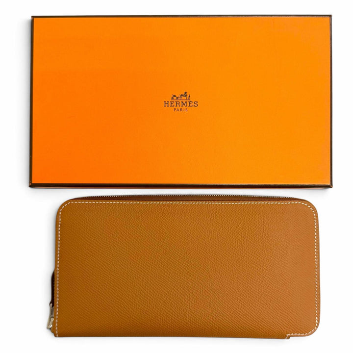 Pristine HERMES Purse Azap Long Silk In Zip Around Epsom Leather Women