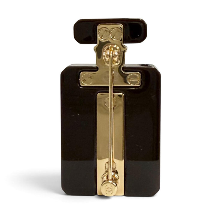 Excellent CHANEL Brooch COCO Mark perfume bottle motif Dark brown B23A ABA987