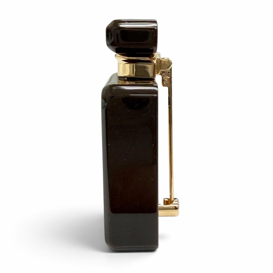 Excellent CHANEL Brooch COCO Mark perfume bottle motif Dark brown B23A ABA987