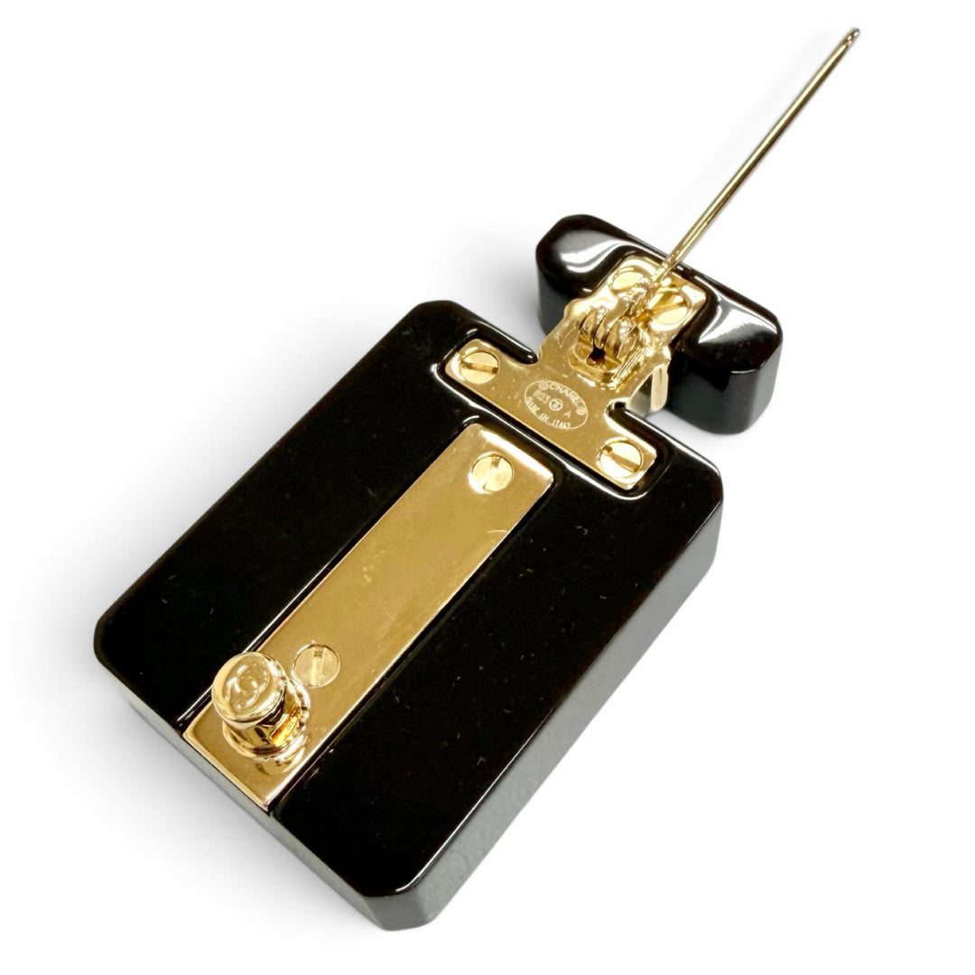 Excellent CHANEL Brooch COCO Mark perfume bottle motif Dark brown B23A ABA987