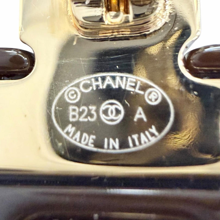Excellent CHANEL Brooch COCO Mark perfume bottle motif Dark brown B23A ABA987