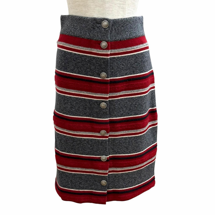 Excellent CHANEL Tight Skirt COCO Mark Button Border cashmere 36 P49747K06278