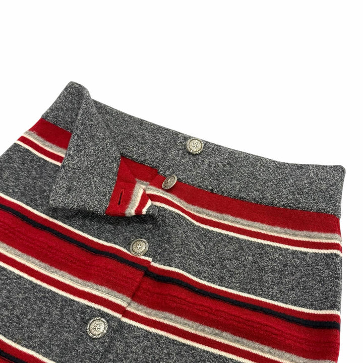 Excellent CHANEL Tight Skirt COCO Mark Button Border cashmere 36 P49747K06278
