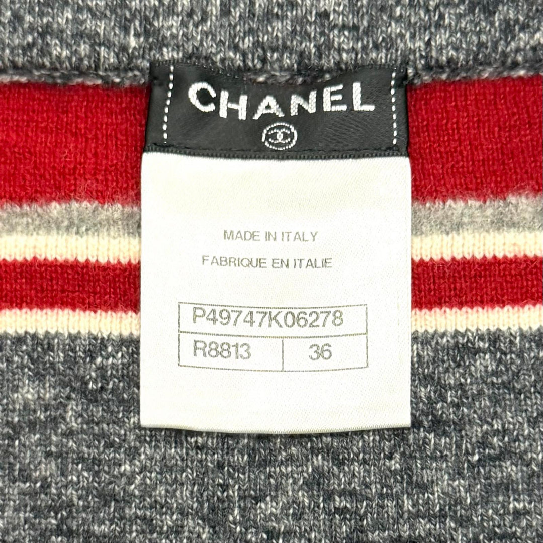 Excellent CHANEL Tight Skirt COCO Mark Button Border cashmere 36 P49747K06278