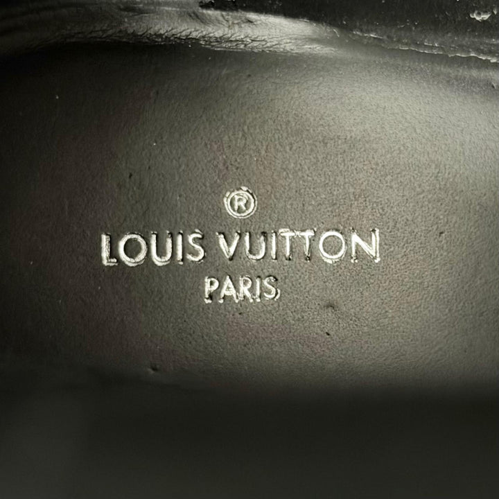 Great LOUIS VUITTON short boots LV Circle Logo Round Toe Flats black leather 37