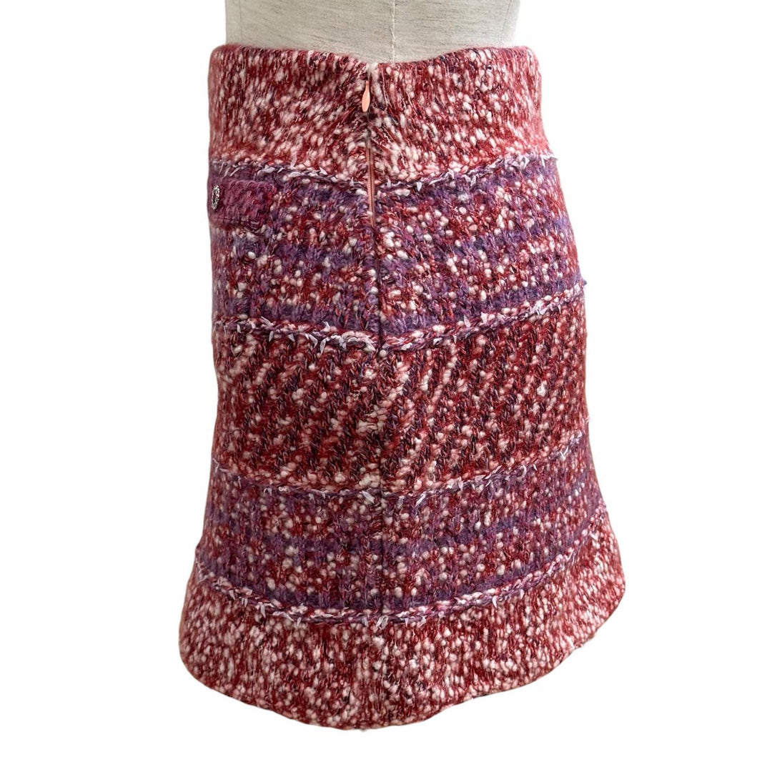Excellent CHANEL Tweed skirt COCO Mark Trapezoid cashmere 34 23B P75721K10879