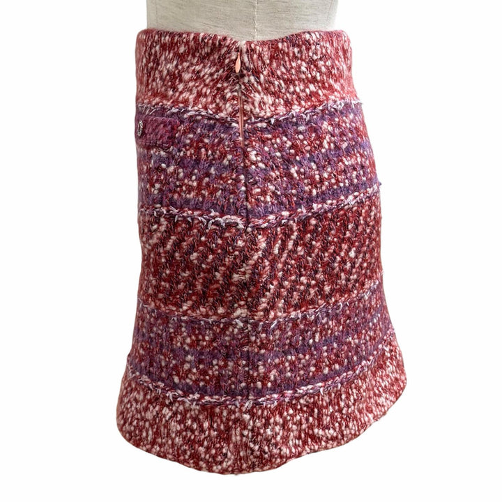 Excellent CHANEL Tweed skirt COCO Mark Trapezoid cashmere 34 23B P75721K10879