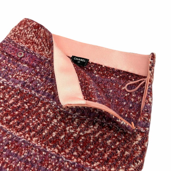Excellent CHANEL Tweed skirt COCO Mark Trapezoid cashmere 34 23B P75721K10879
