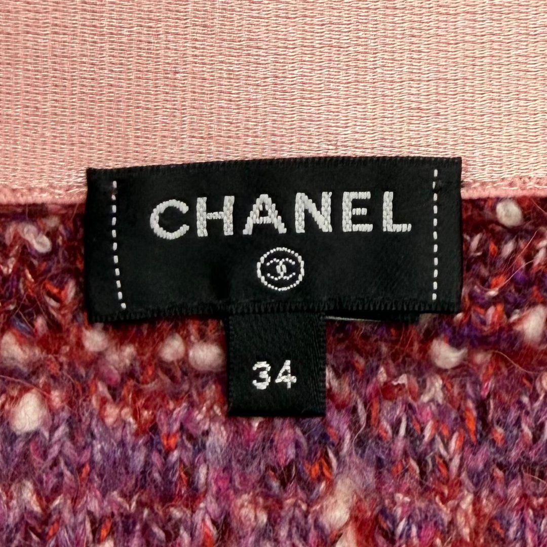 Excellent CHANEL Tweed skirt COCO Mark Trapezoid cashmere 34 23B P75721K10879