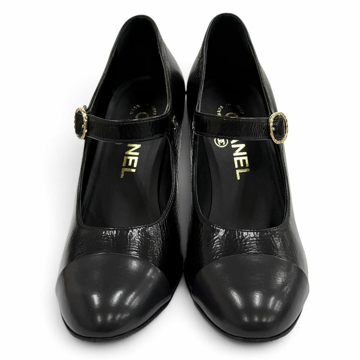 Pristine CHANEL pumps COCO Mark Belt Design Leather black leather 36 22A G39110