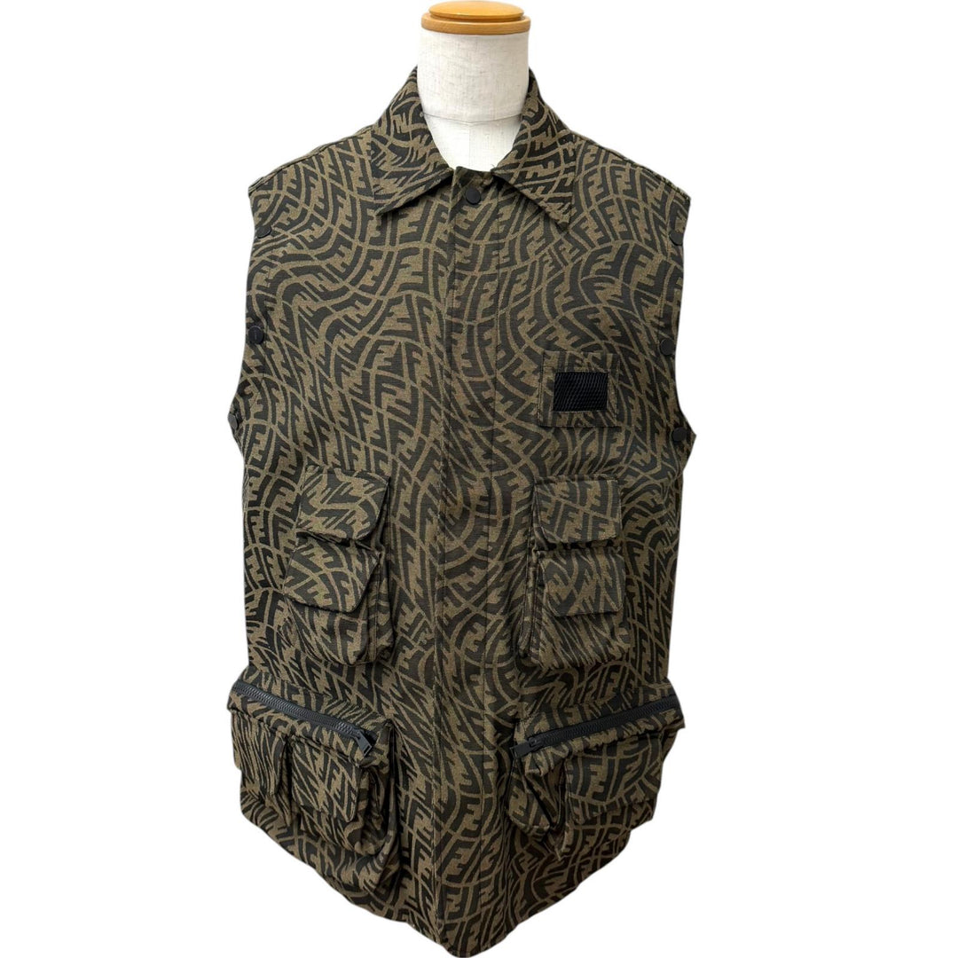 Excellent FENDI Jacket FF Vertigo 2-Way Detachable Jacket beige 50