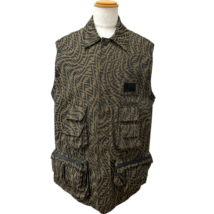 Excellent FENDI Jacket FF Vertigo 2-Way Detachable Jacket beige 50