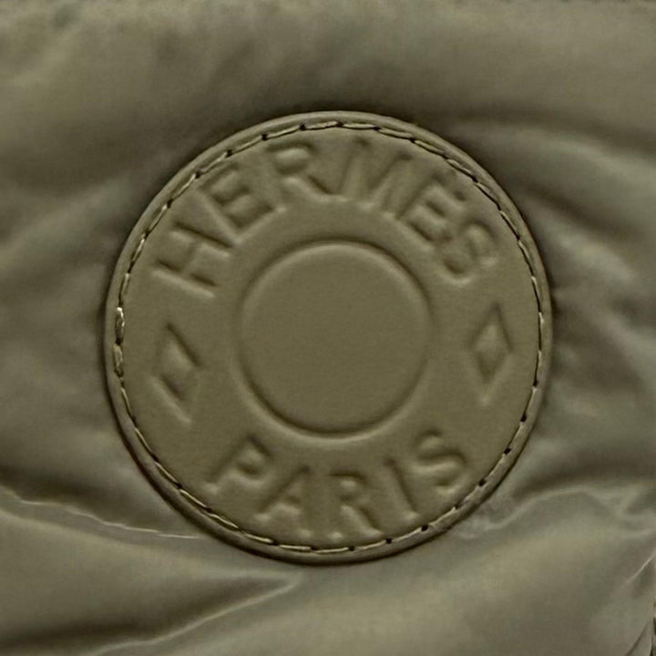 Excellent HERMES short boots FRESH Leather logo patch lace-up khaki Women 38
