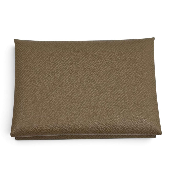Pristine HERMES Bifold Wallet Calvi duo Serie Metal Compact Wallet Epsom Leather