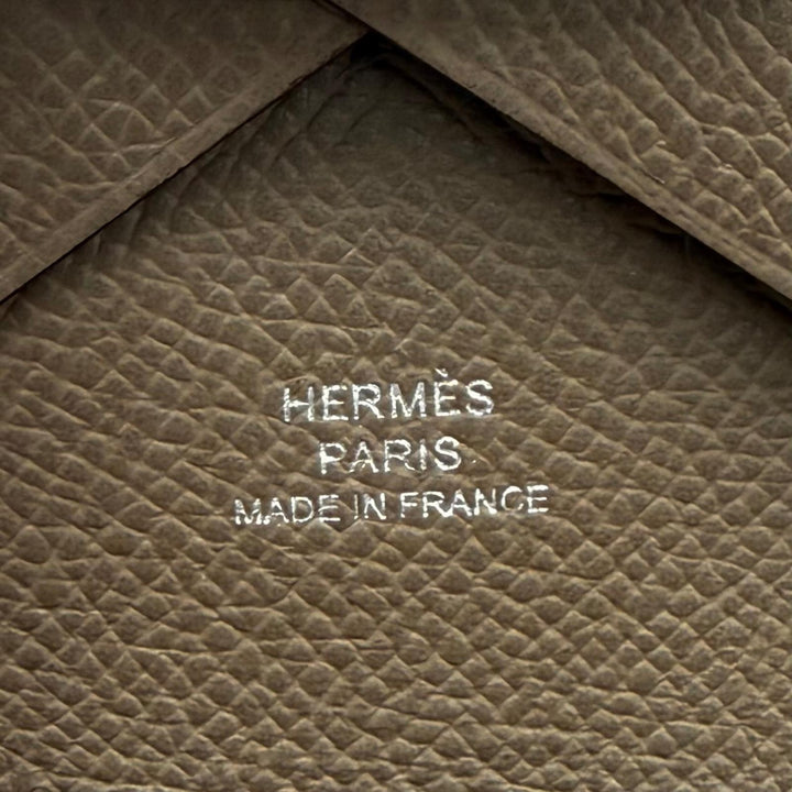 Pristine HERMES Bifold Wallet Calvi duo Serie Metal Compact Wallet Epsom Leather