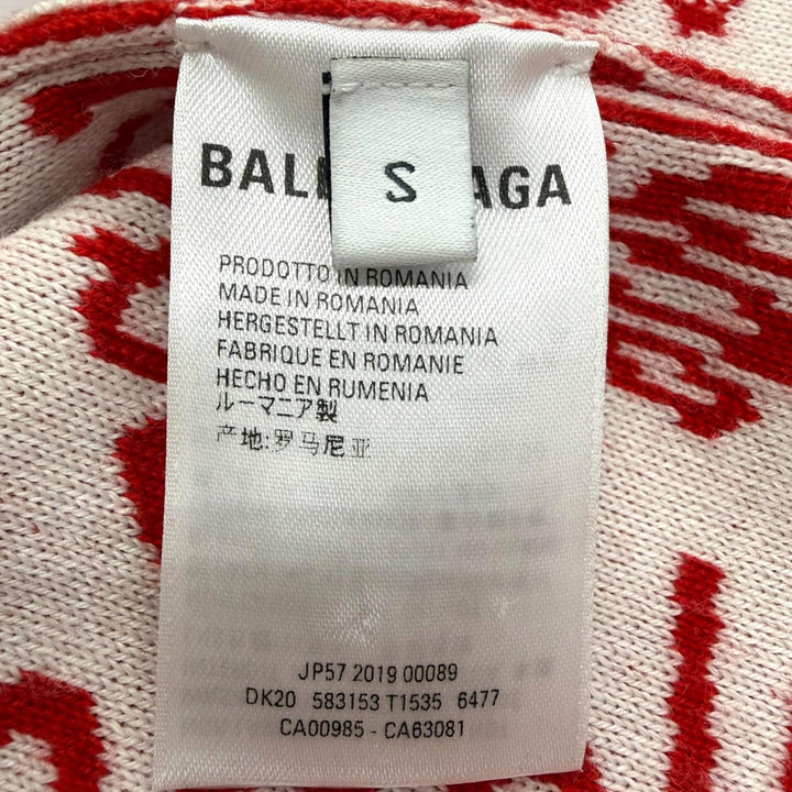 Excellent BALENCIAGA sweater Logo print crew neck long-sleeve knit Red