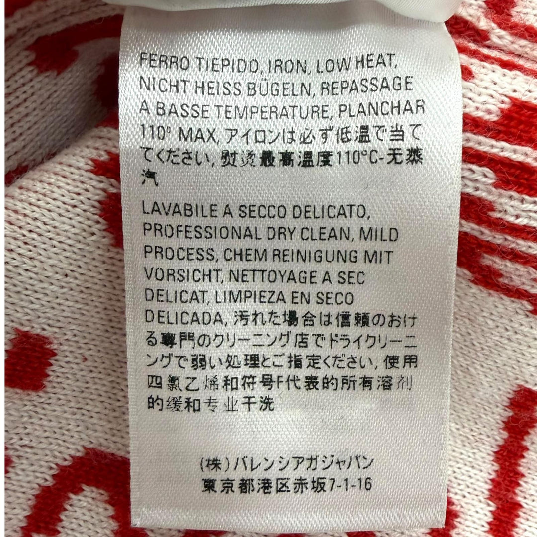 Excellent BALENCIAGA sweater Logo print crew neck long-sleeve knit Red