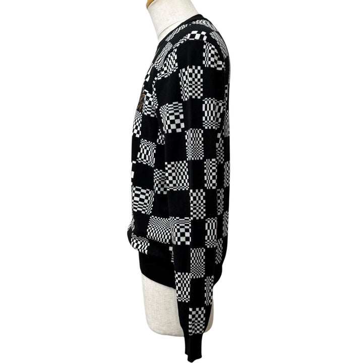 Excellent LOUIS VUITTON sweater Distorted Damier Crew Neck Long Sleeve