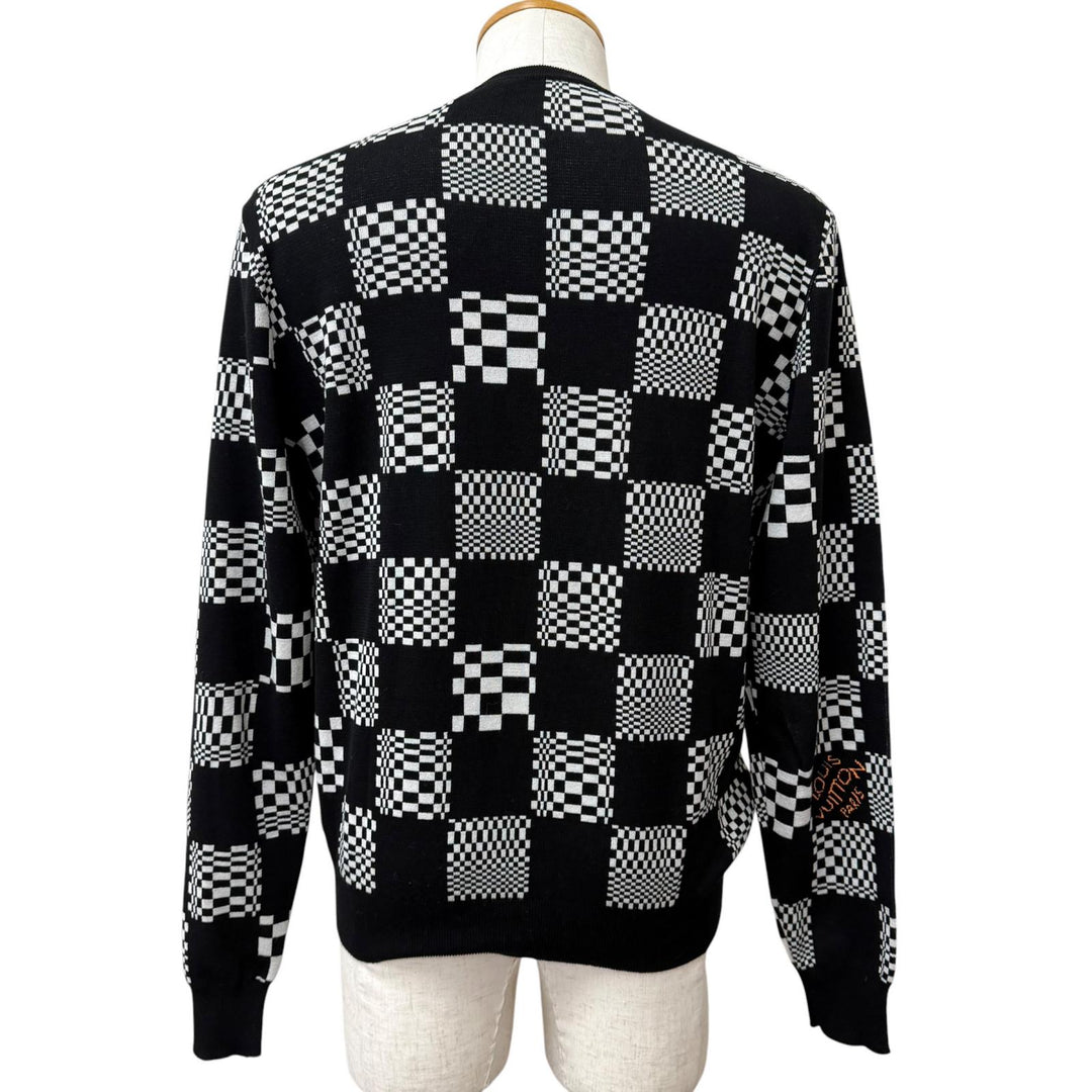 Excellent LOUIS VUITTON sweater Distorted Damier Crew Neck Long Sleeve