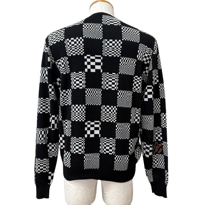 Excellent LOUIS VUITTON sweater Distorted Damier Crew Neck Long Sleeve
